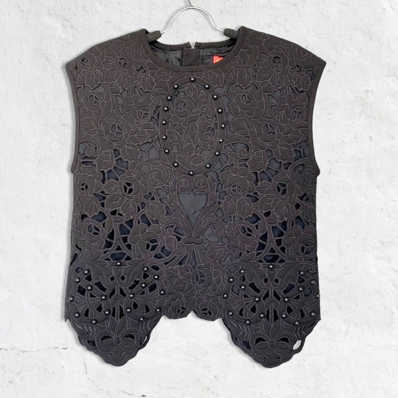 Manoush Jardin De Roses Beaded Top Black Size 6 - Picture 12 of 12